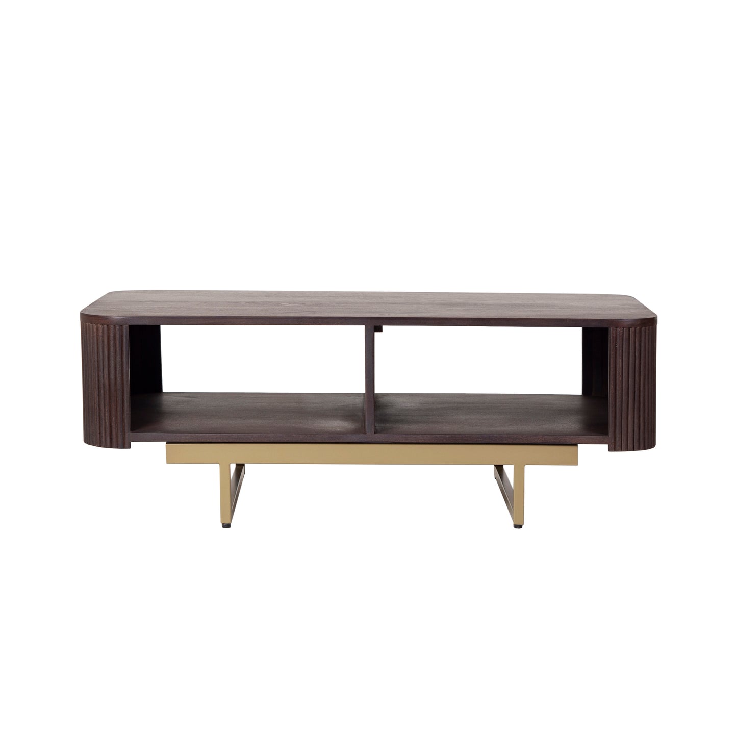 Modern Fluted Coffee Table in Dark Wood