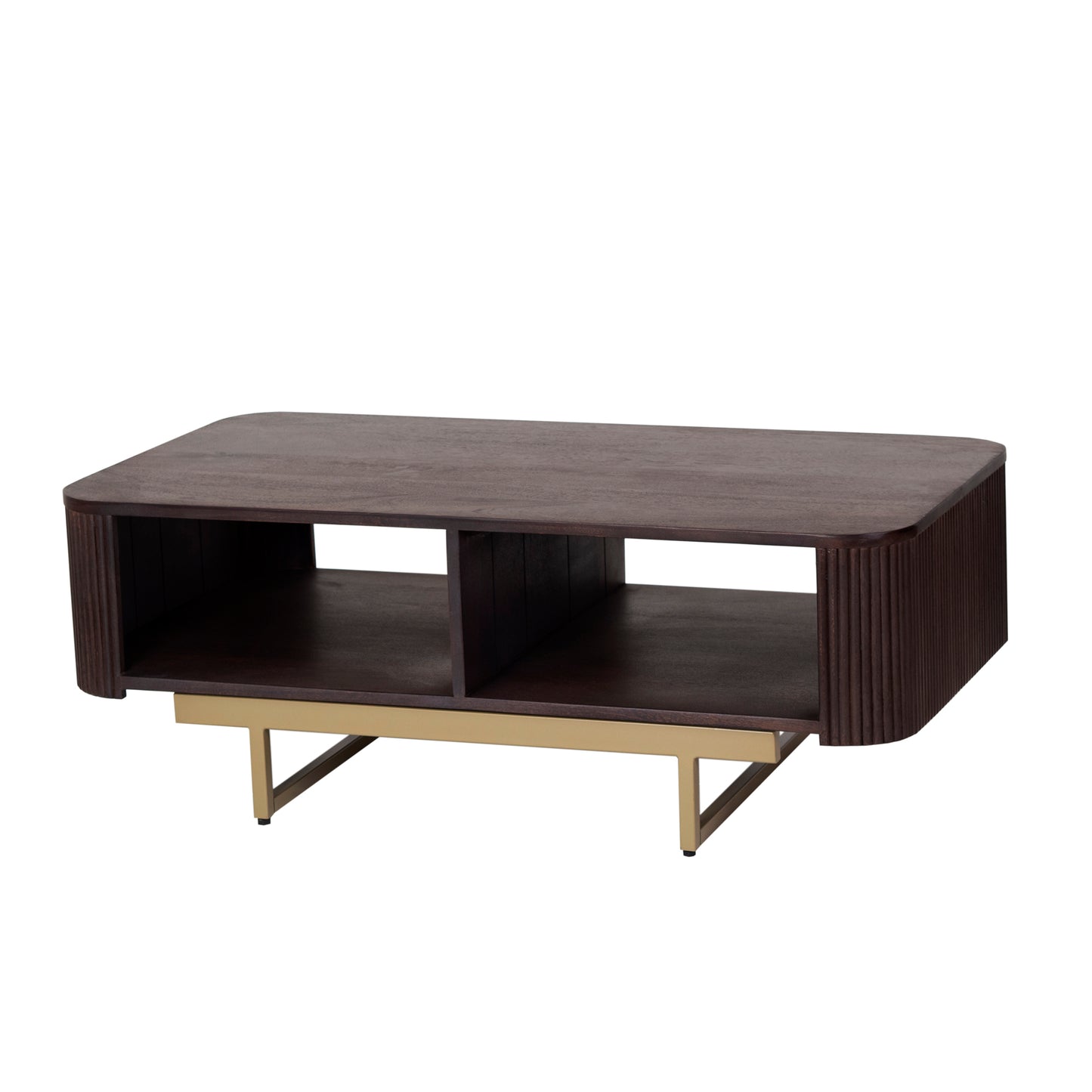 Modern Fluted Coffee Table in Dark Wood