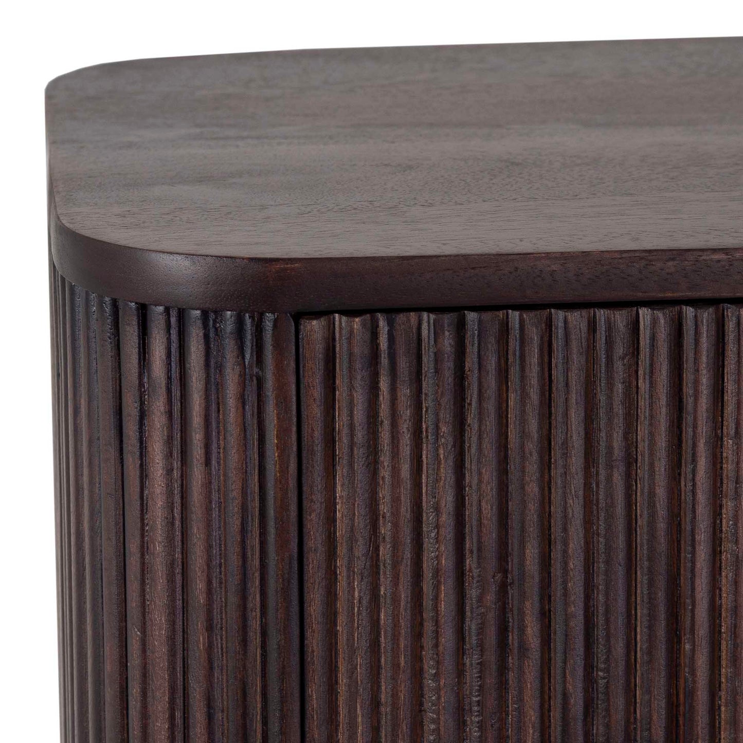 Modern Fluted Bar Cabinet in Dark Wood