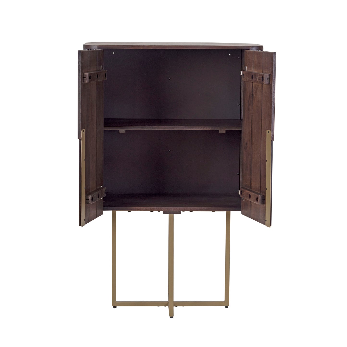 Modern Fluted Bar Cabinet in Dark Wood