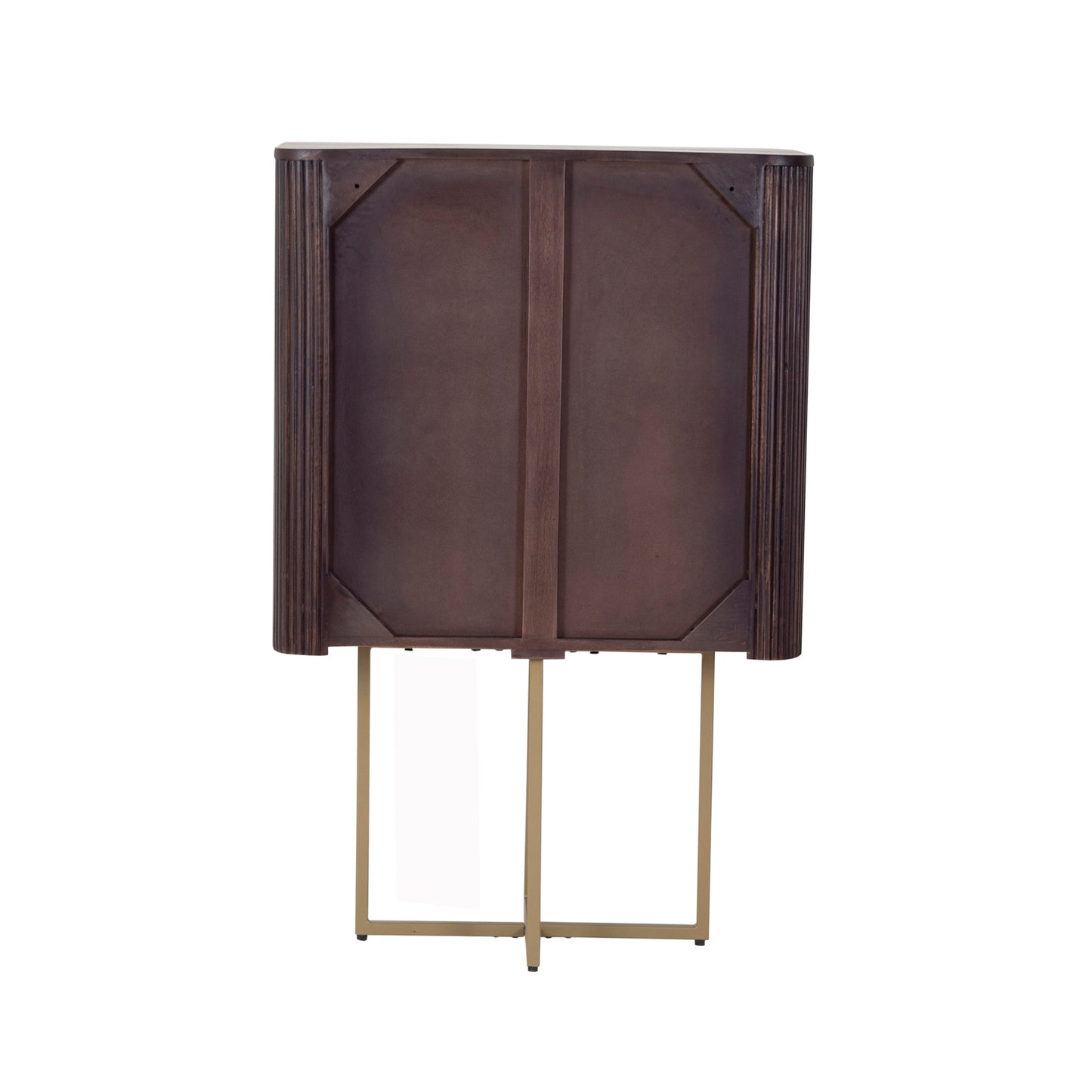 Modern Fluted Bar Cabinet in Dark Wood