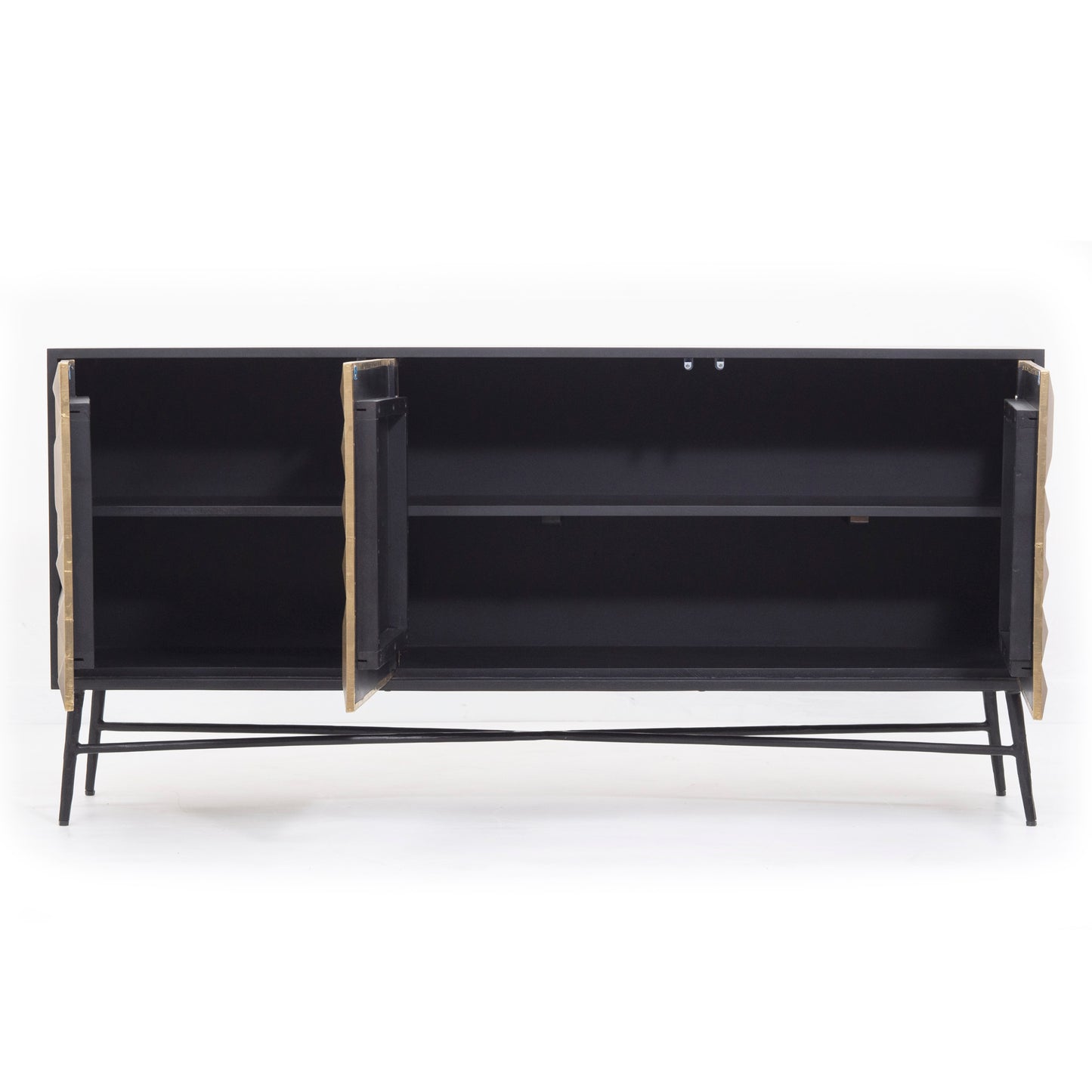 Modern Geometric Brass-Finish Sideboard