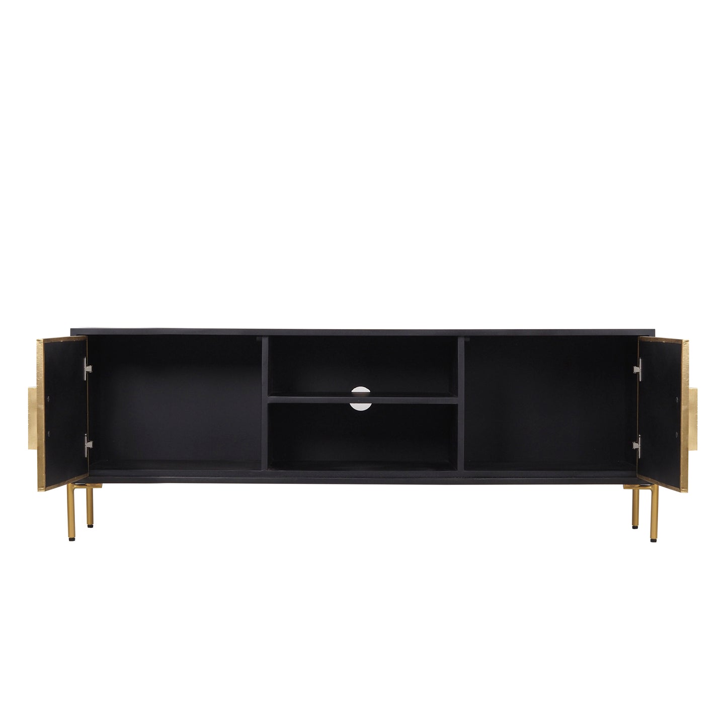 Auris Fluted TV Unit – Media Console in Black & Gold