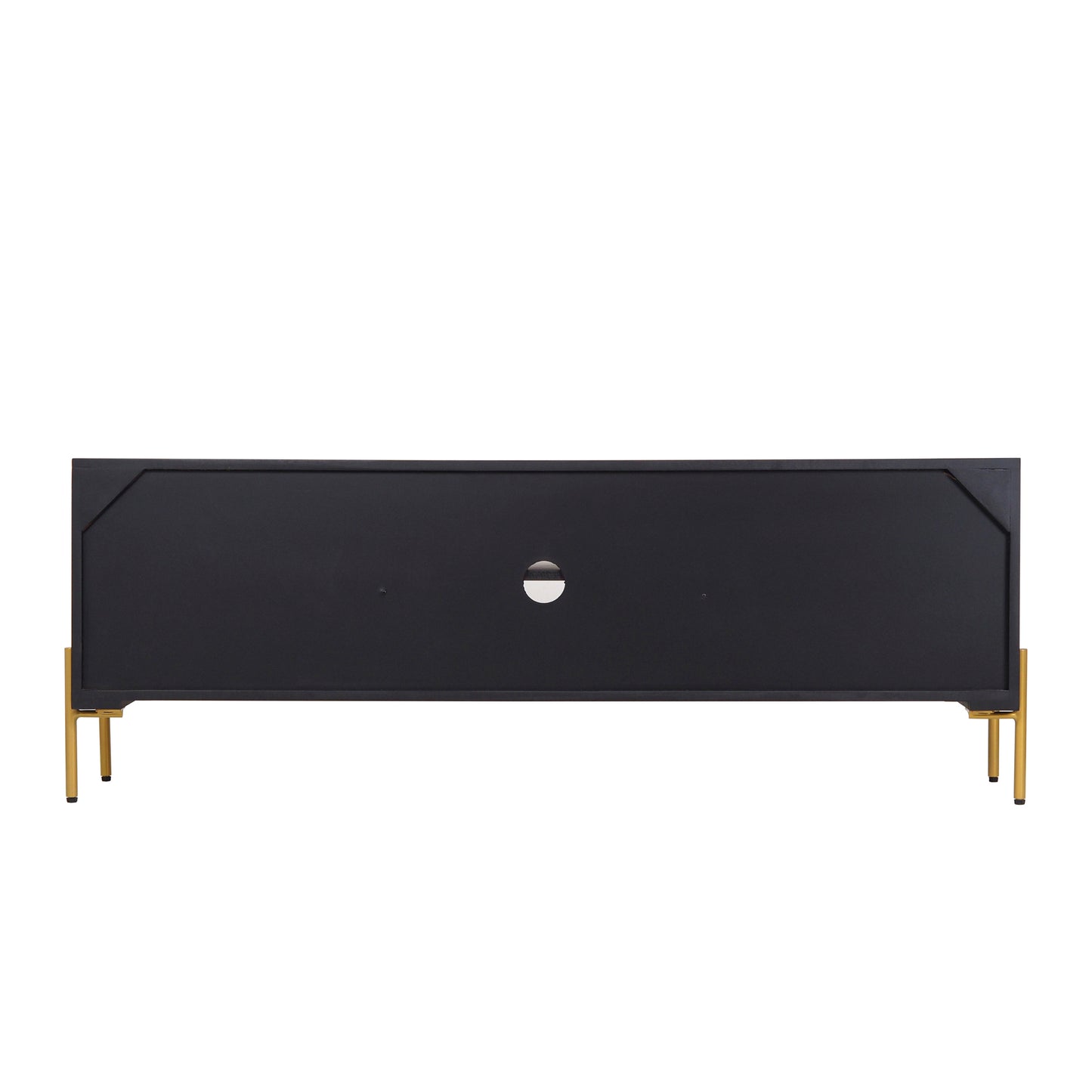 Auris Fluted TV Unit – Media Console in Black & Gold