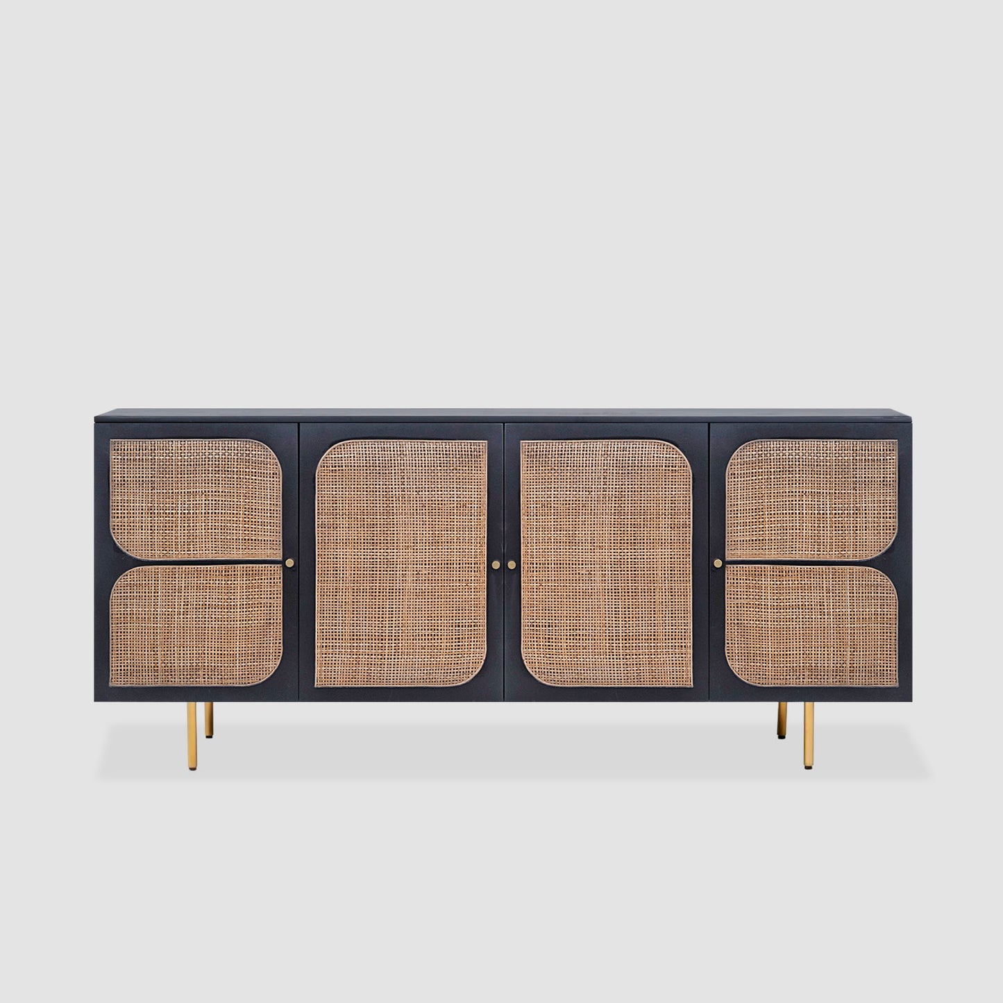 Black Rattan Sideboard