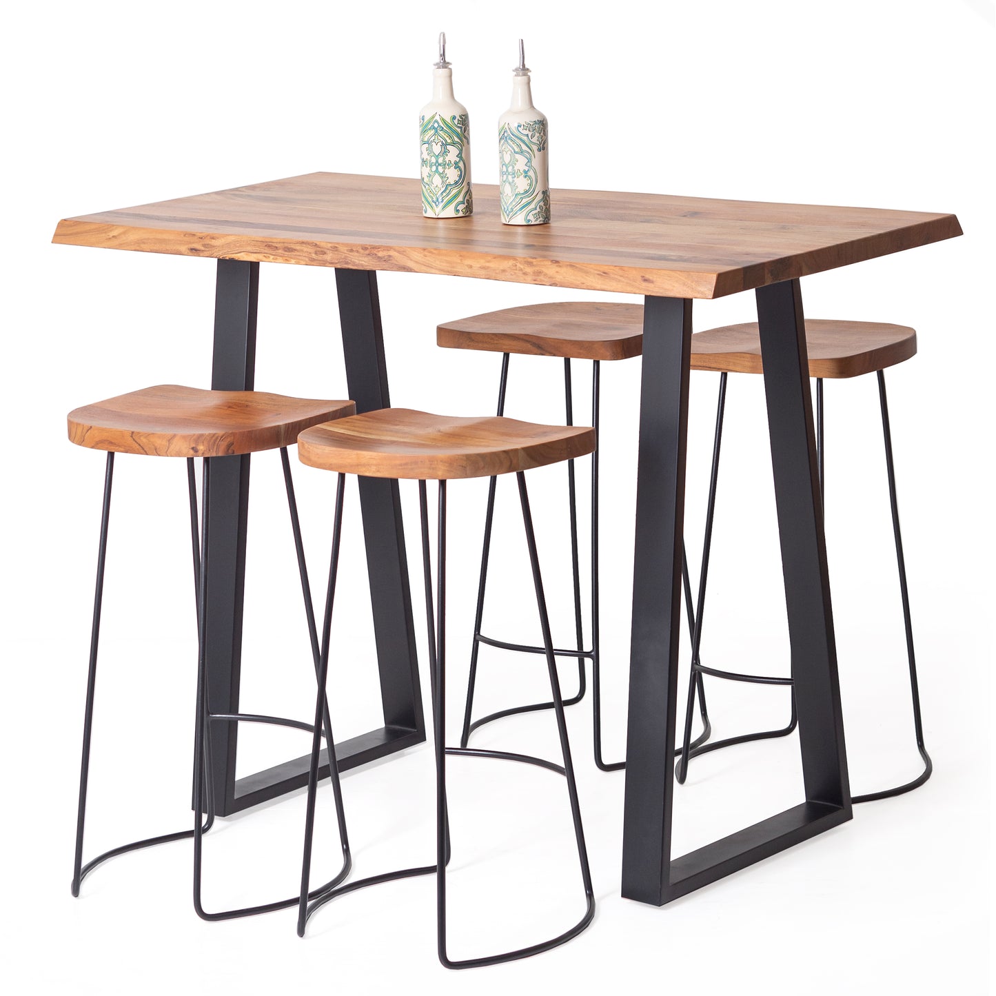 Industrial Solid Wood Bar Table