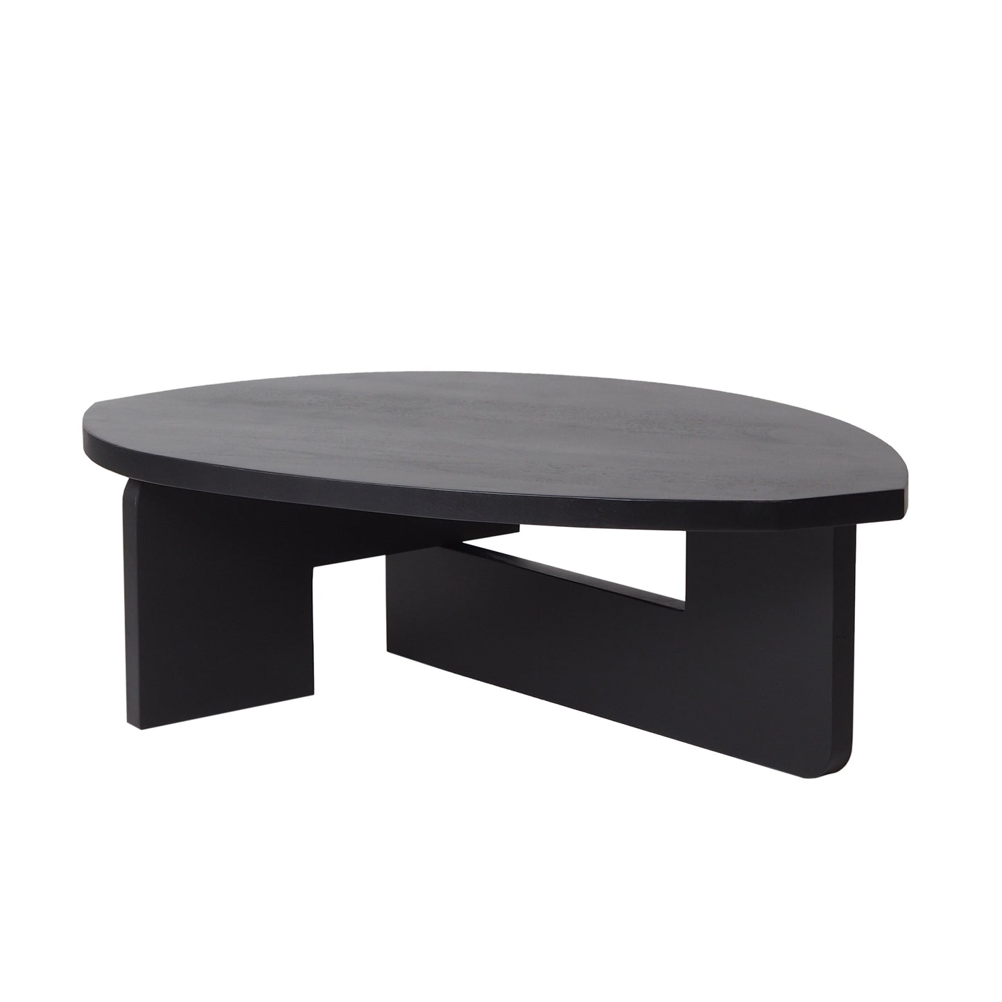 Modern Black Mango Wood Coffee Table – Bold Geometric Design