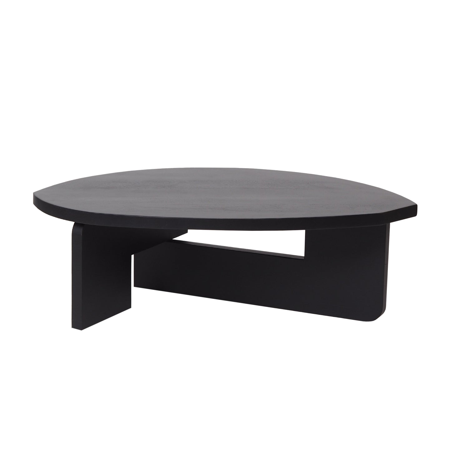 Modern Black Mango Wood Coffee Table – Bold Geometric Design