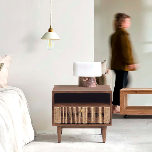 Mid-Century Modern Wooden Bedside Table