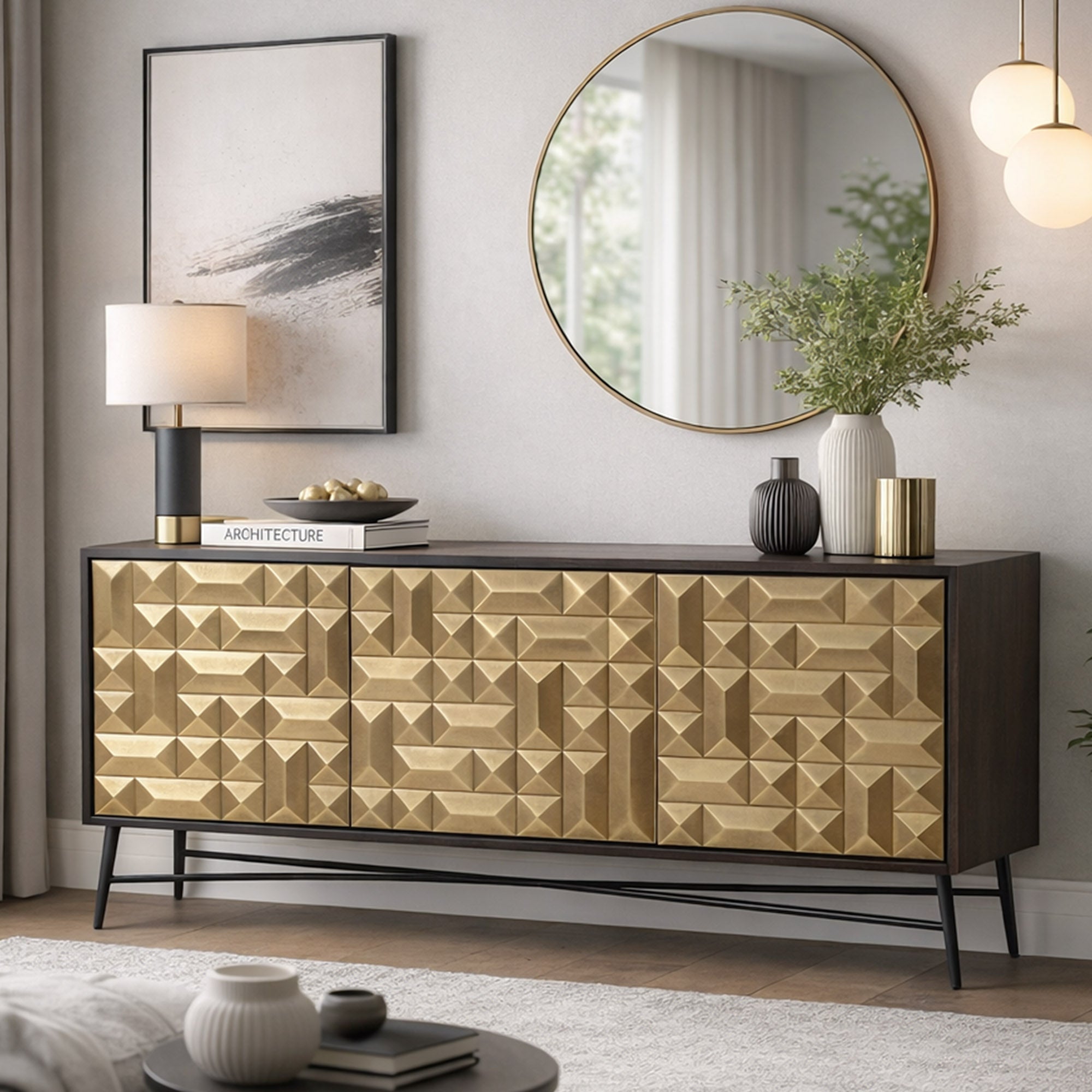 Brass-Finish Sideboard