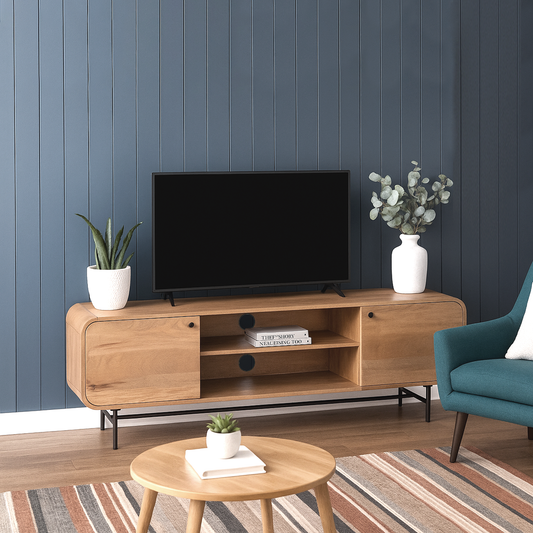 Modern Solid Wood TV Stand with Storage