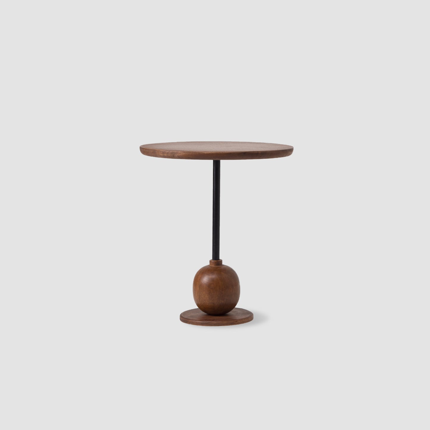 Elegant Wooden Side Table with Spherical Base