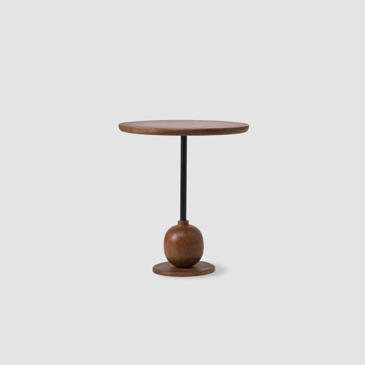 Elegant Wooden Side Table with Spherical Base