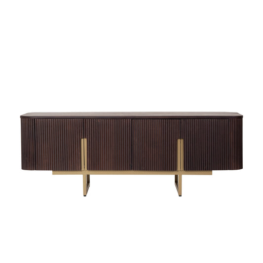 Modern Fluted Wood TV Unit