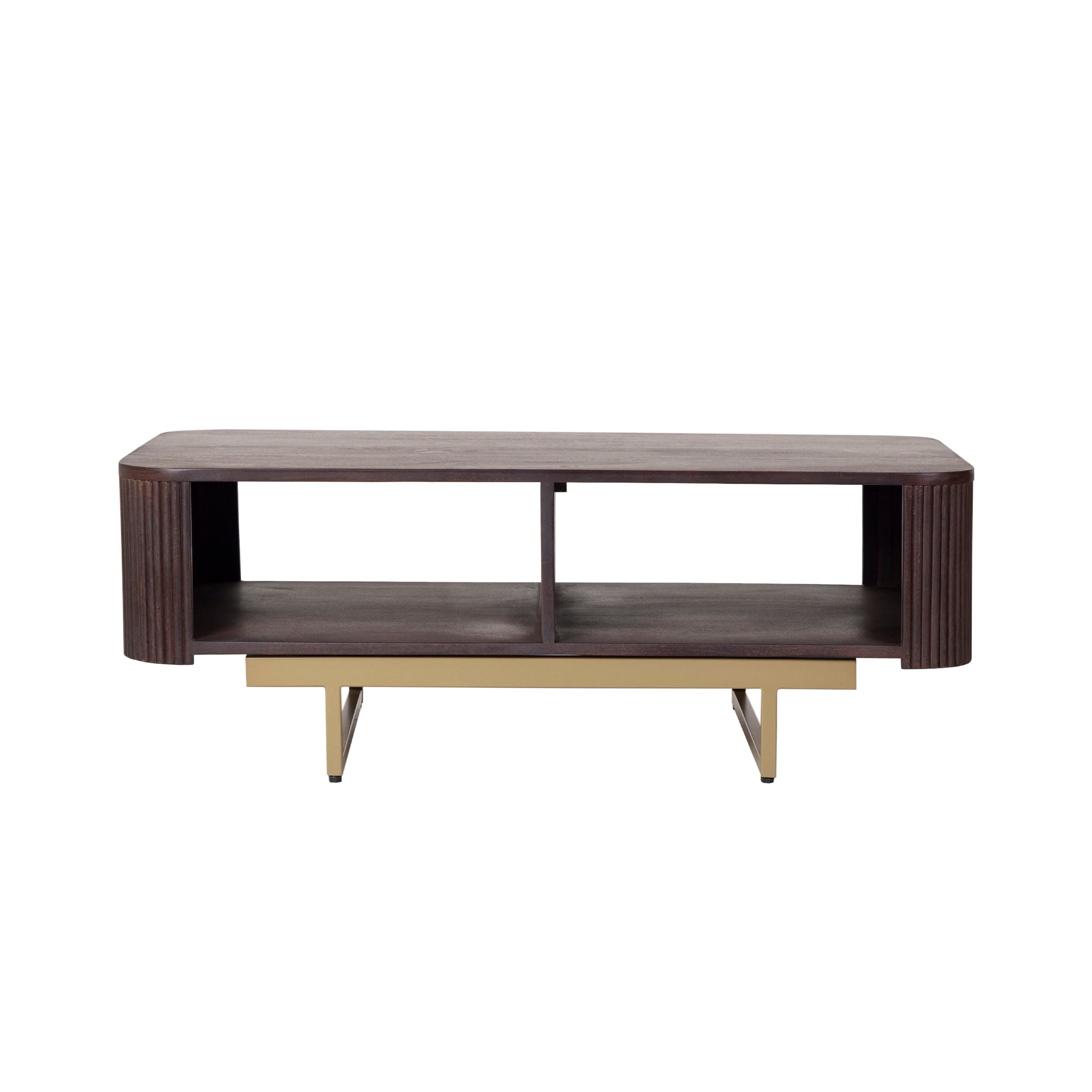 Modern Fluted Coffee Table in Dark Wood