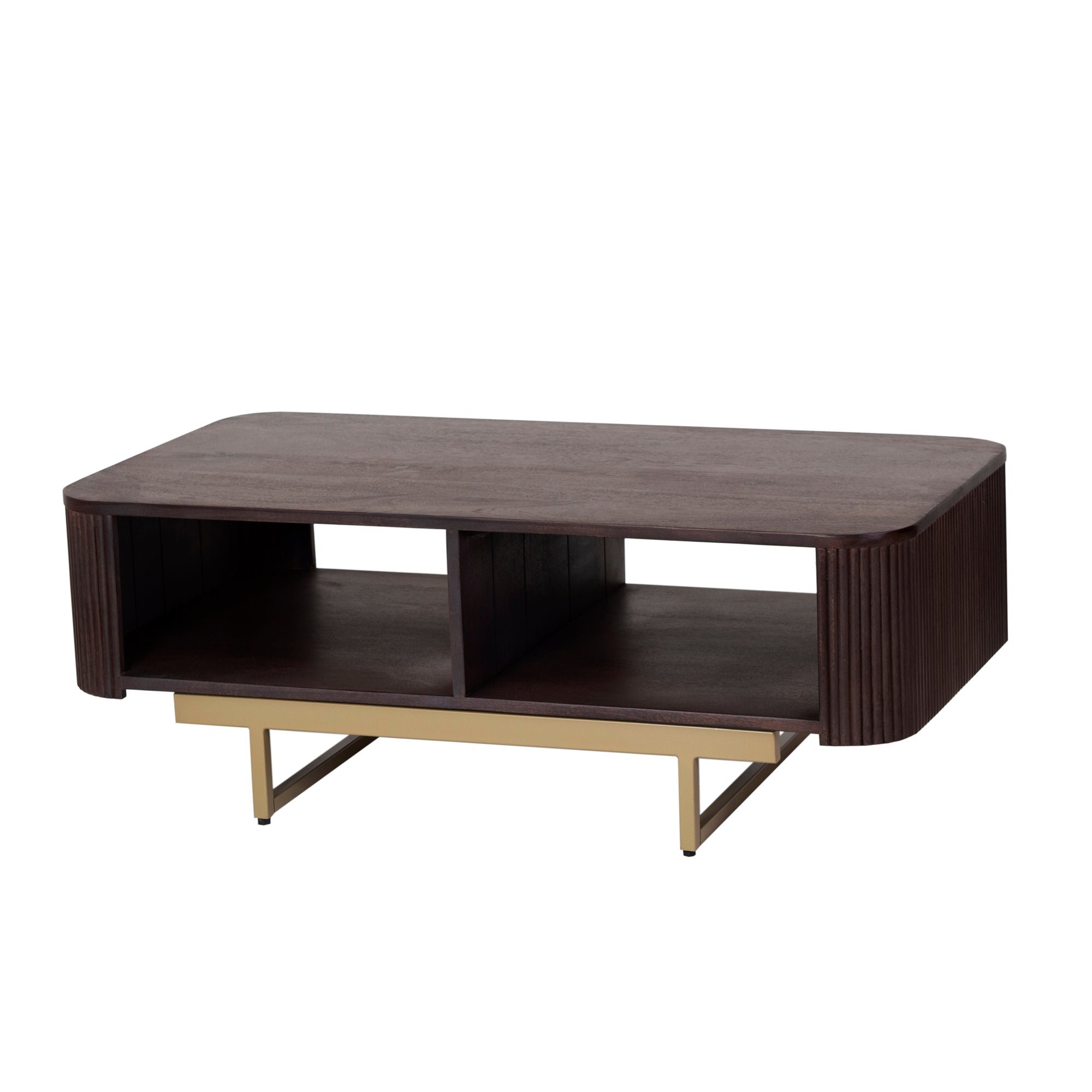 Modern Fluted Coffee Table in Dark Wood