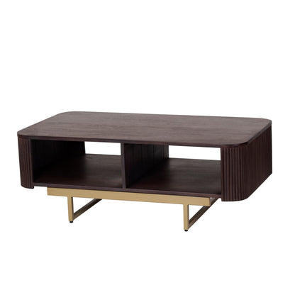 Modern Fluted Coffee Table in Dark Wood