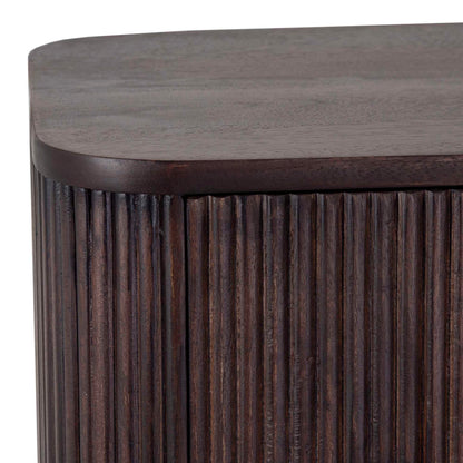 Modern Fluted Bar Cabinet in Dark Wood