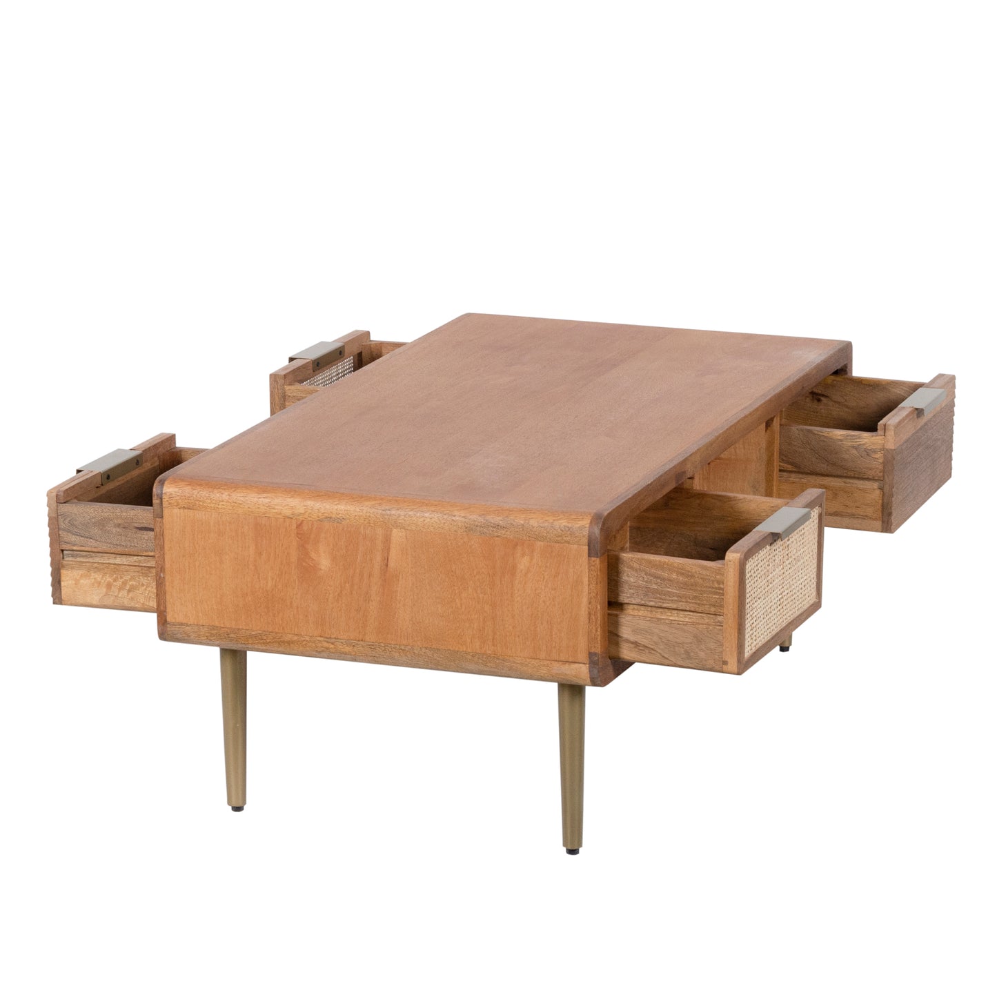 Mid-Century Modern Wood Coffee Table with Storage Drawers