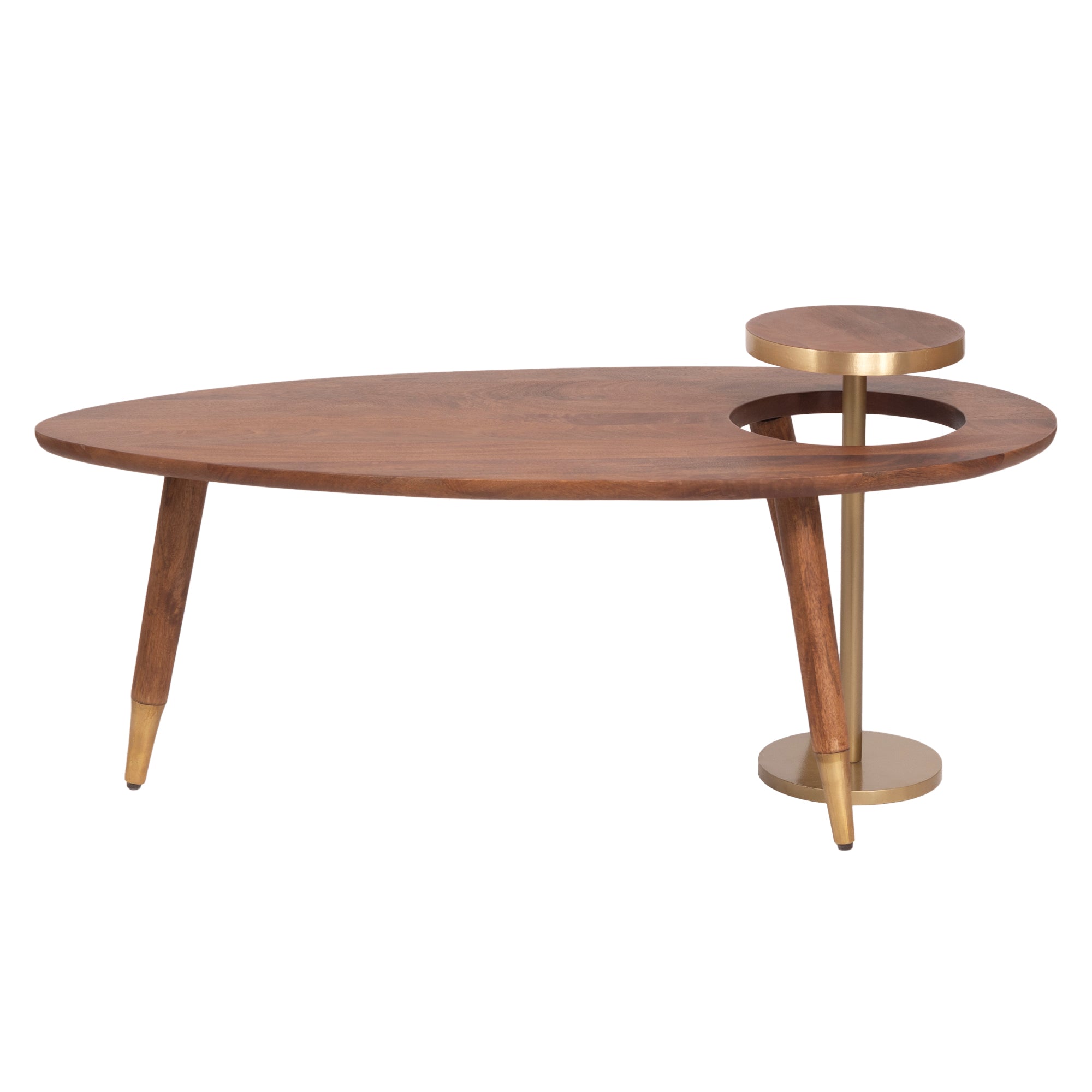 Asymmetrical Brass Accent Coffee Table