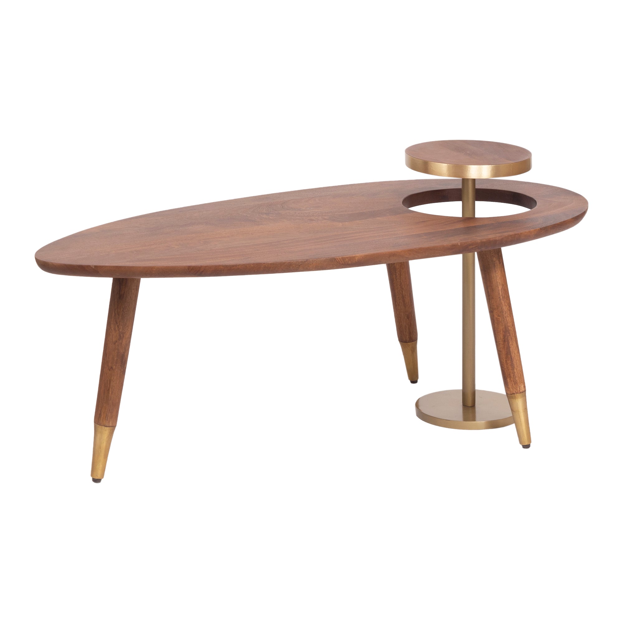 Asymmetrical Brass Accent Coffee Table