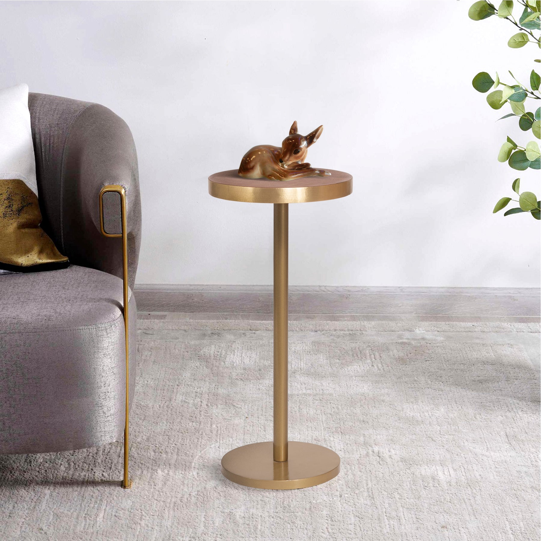 Asymmetrical Brass Accent Coffee Table