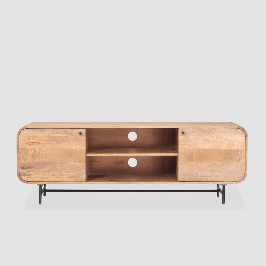 Modern Solid Wood TV Stand with Storage