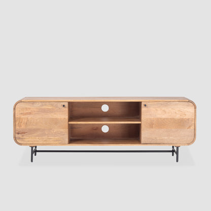Modern Solid Wood TV Stand with Storage