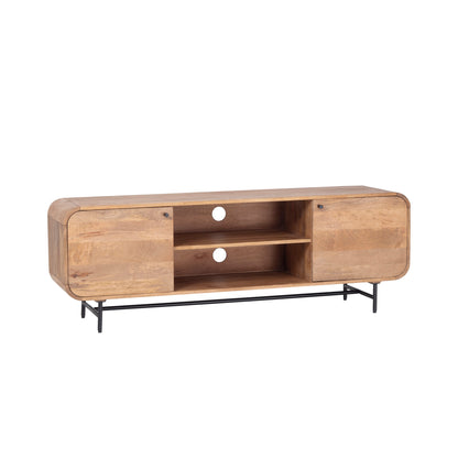 Modern Solid Wood TV Stand with Storage