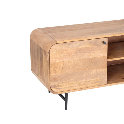 Modern Solid Wood TV Stand with Storage