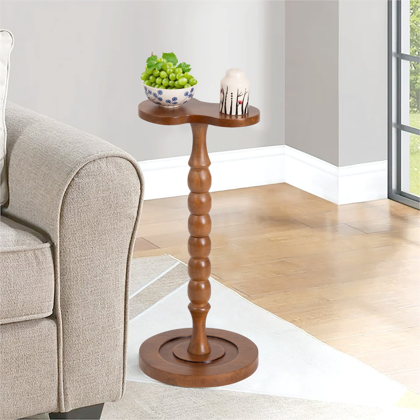 Handcrafted Wooden Pedestal Table