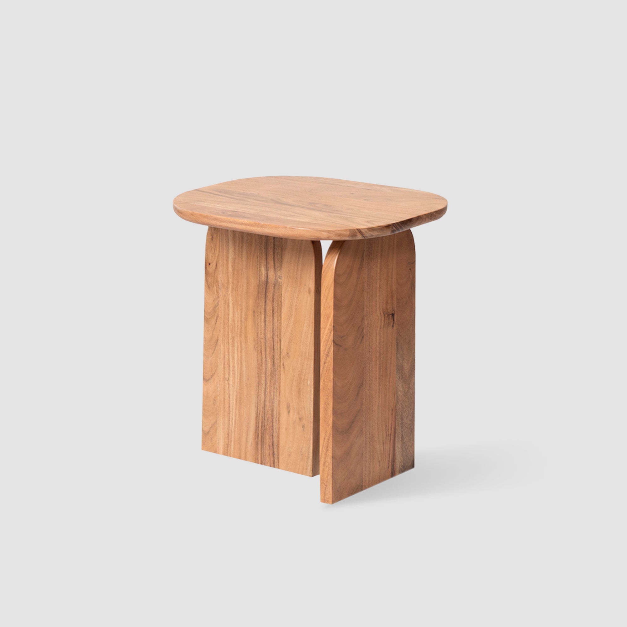 Acacia Wood Side Table with Curved Edges