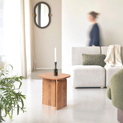 Solid Wood Side Table with Curved Edges