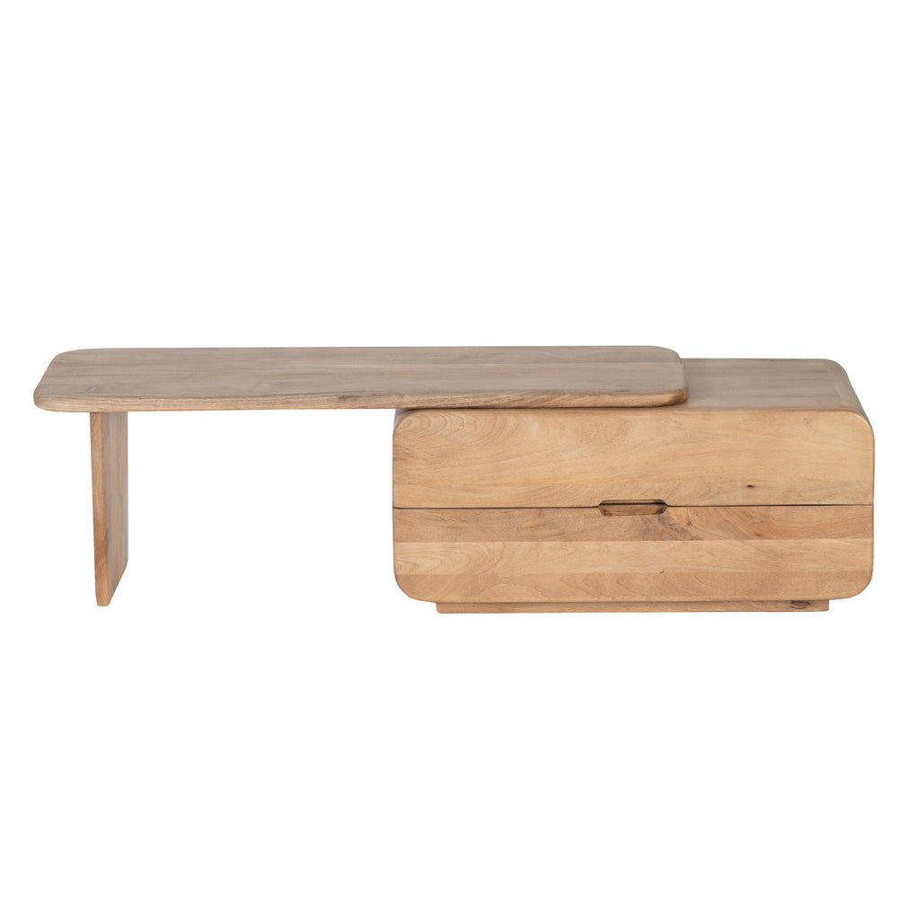 Mango Wood Coffee Table with Storage Drawers