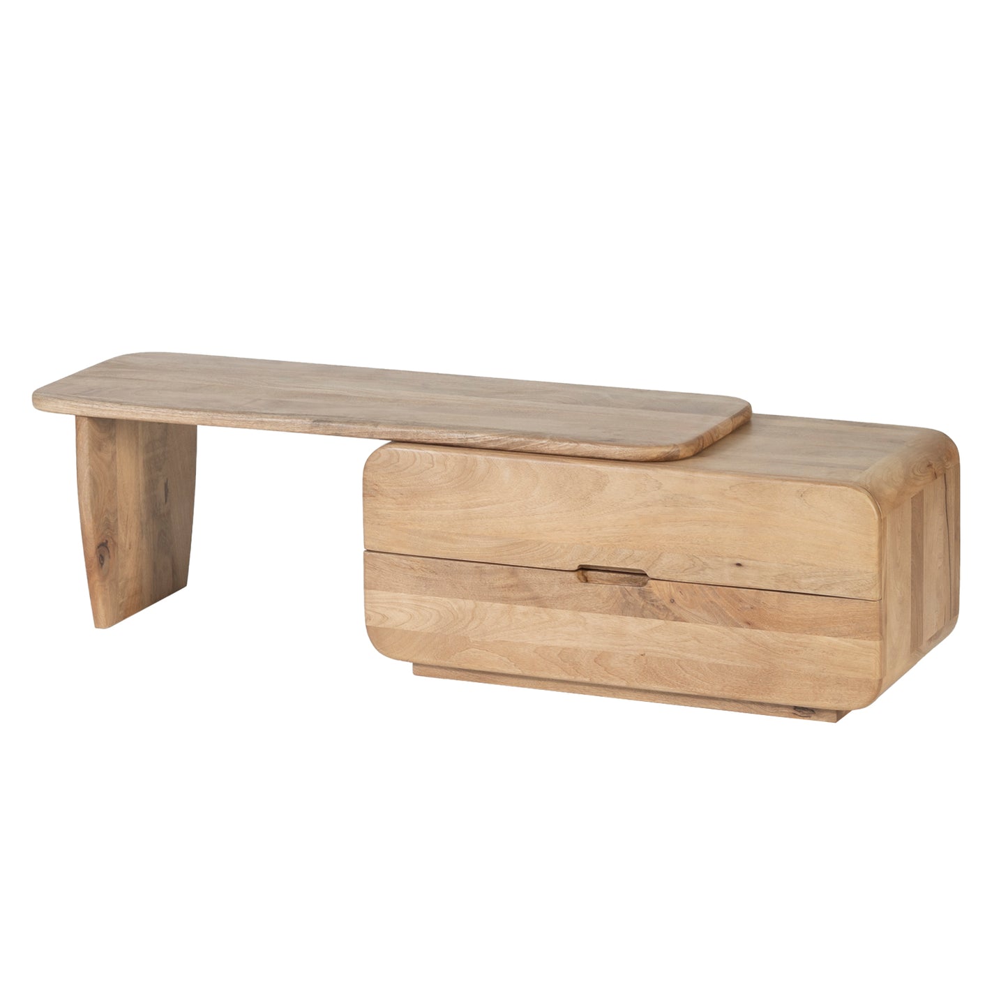 Solid Wood TV Unit with Storage Drawers
