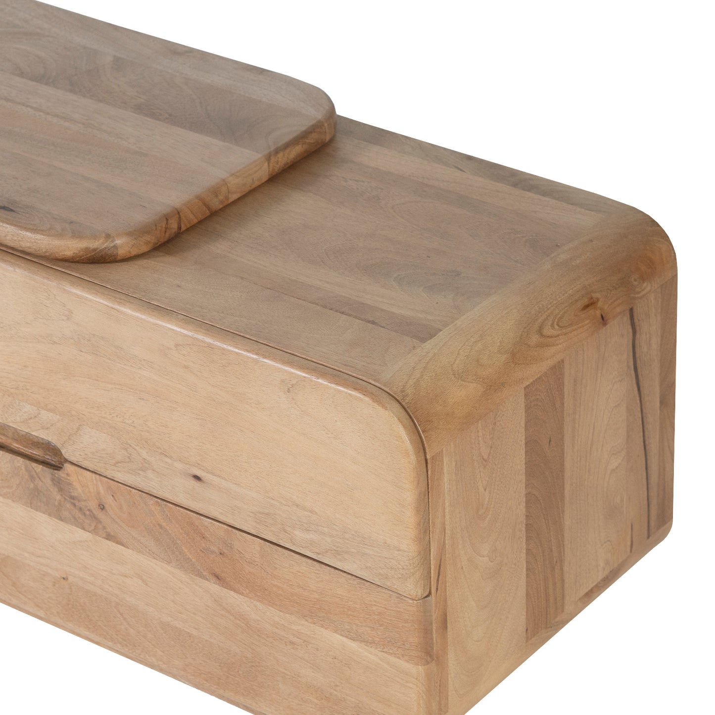 Solid Wood TV Unit with Storage Drawers