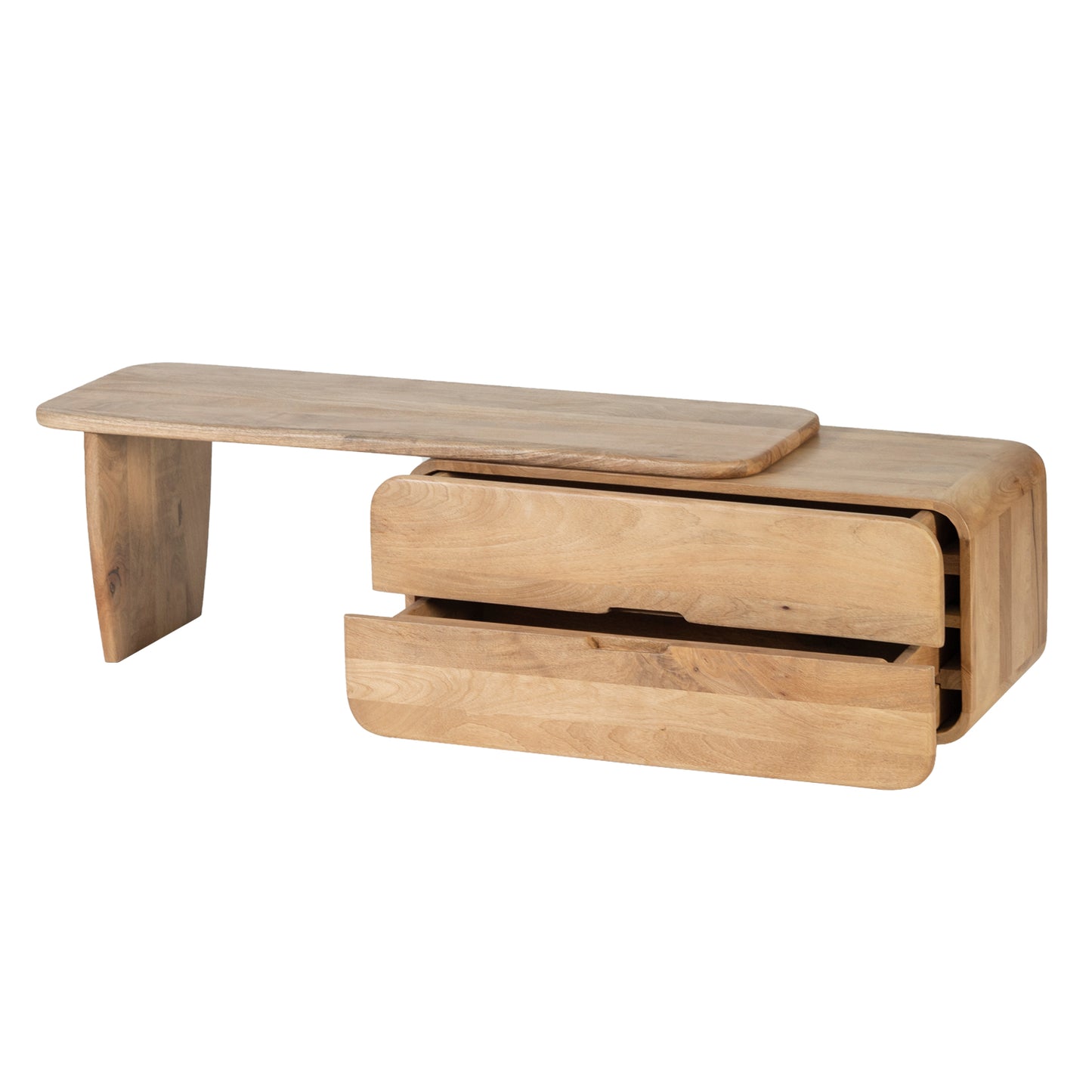 Solid Wood TV Unit with Storage Drawers
