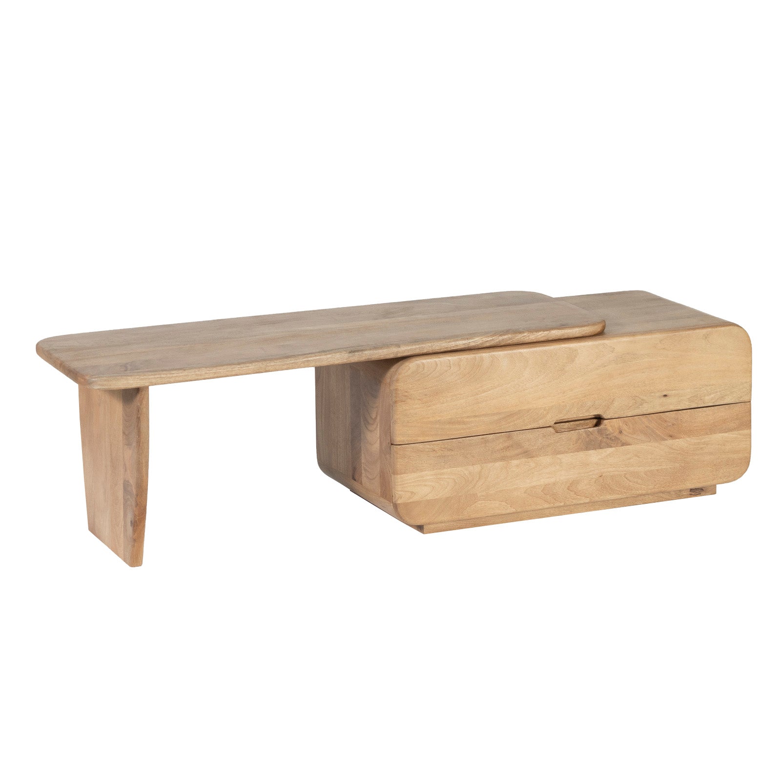 Mango Wood Coffee Table with Storage Drawers
