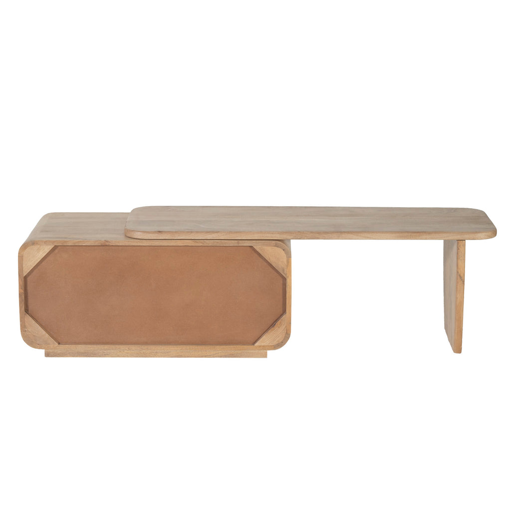 Mango Wood Coffee Table with Storage Drawers