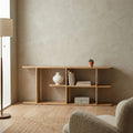 Solid Wood Low Library Shelf | Scandinavian Style Open Bookcase, Living Room Console