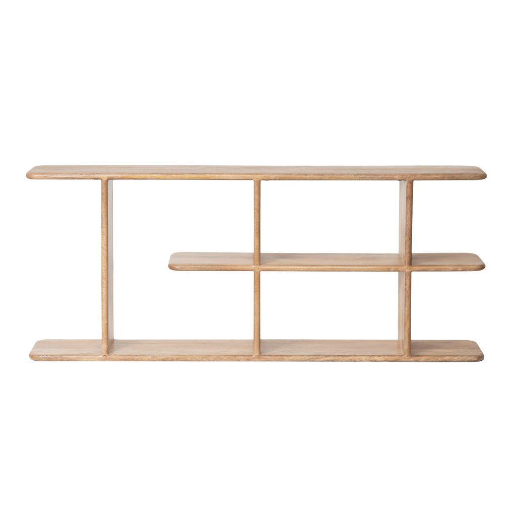 Solid Wood Low Library Shelf | Scandinavian Style Open Bookcase, Living Room Console