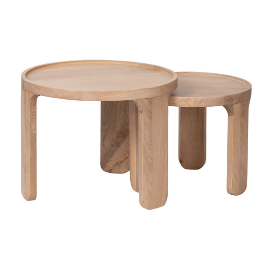 Round Solid Wood Nesting Coffee Tables (Set of 2)