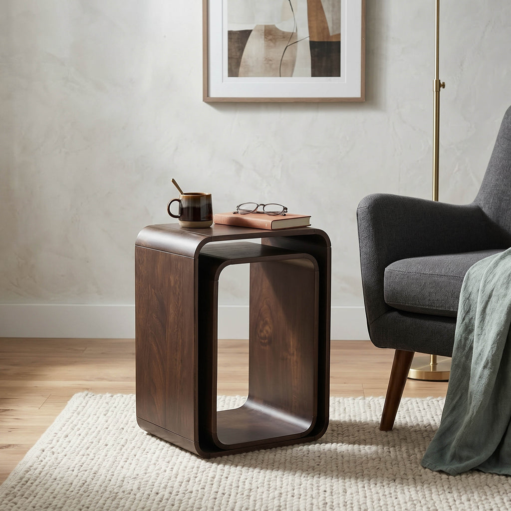Nested Wooden Side Tables Set of 2