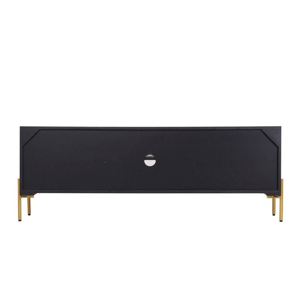 Auris Fluted TV Unit – Media Console in Black & Gold
