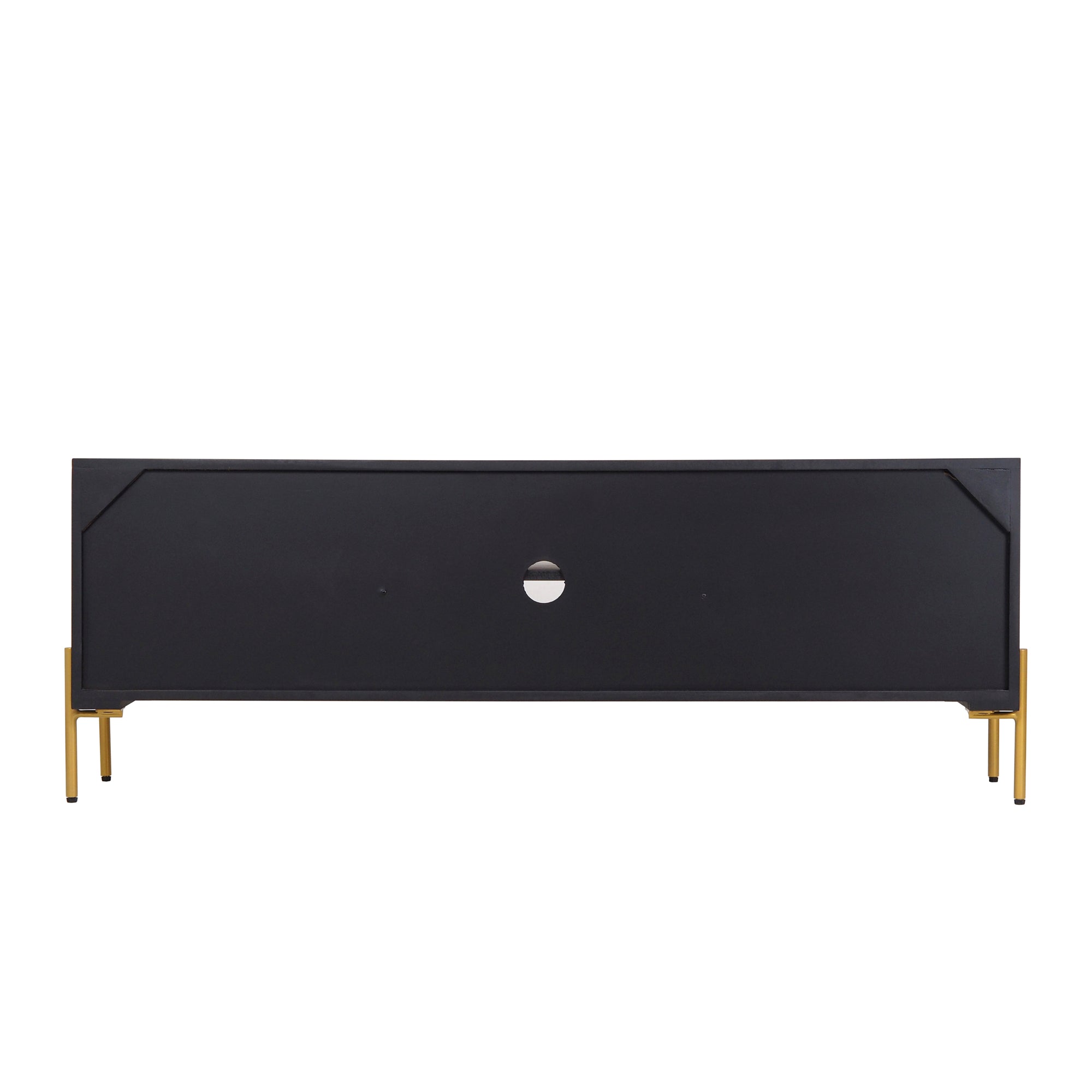 Auris Fluted TV Unit – Media Console in Black & Gold