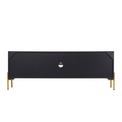 Auris Fluted TV Unit – Media Console in Black & Gold