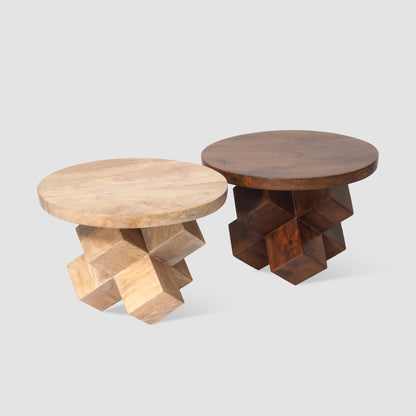 Geometric Mango Wood Side Table
