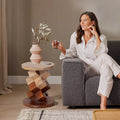 Geometric Mango Wood Side Table