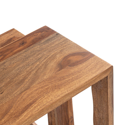 Sheesham Wood Nesting Table Set of 2 – Handmade Solid Wood Side Tables for Living Room