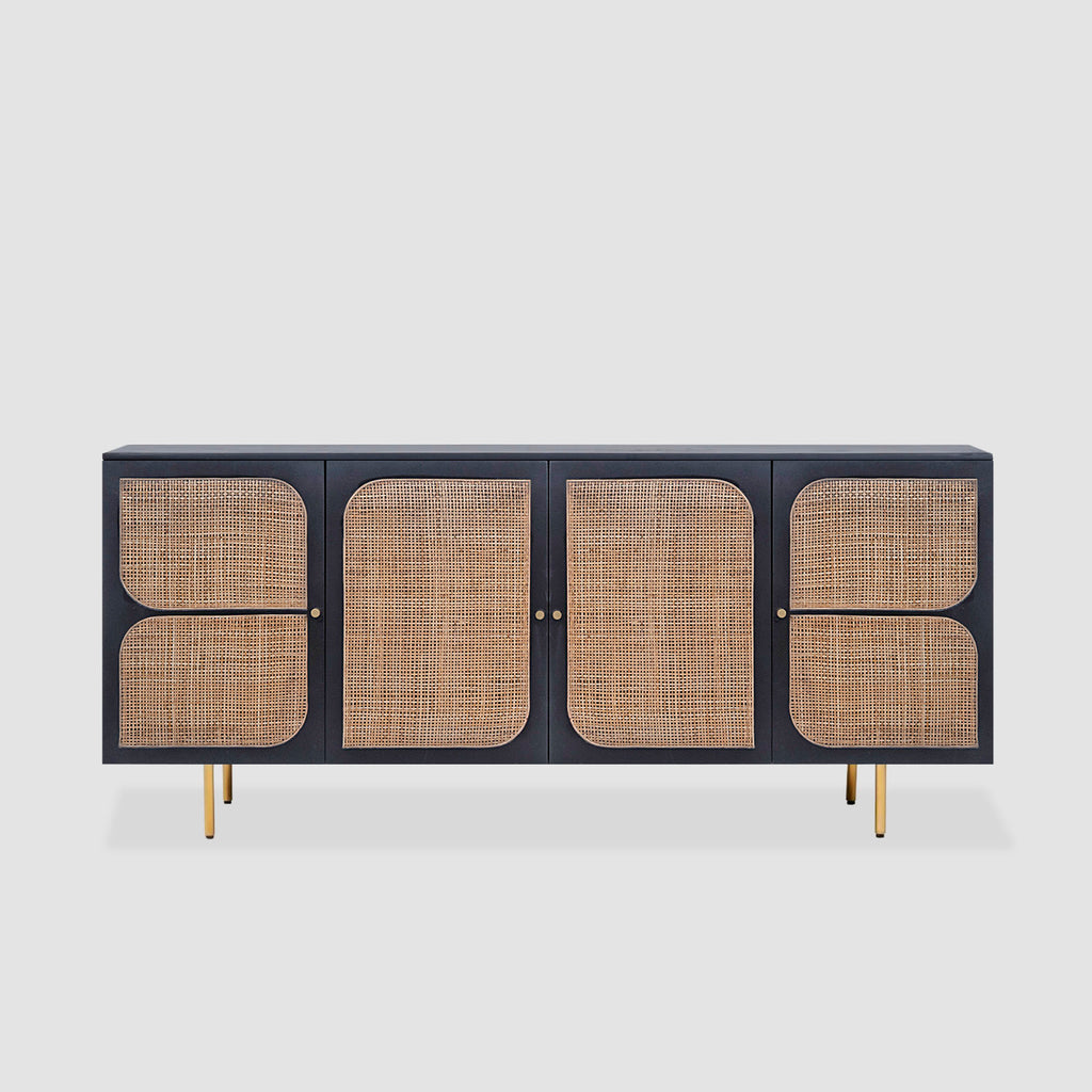 Black Rattan Sideboard
